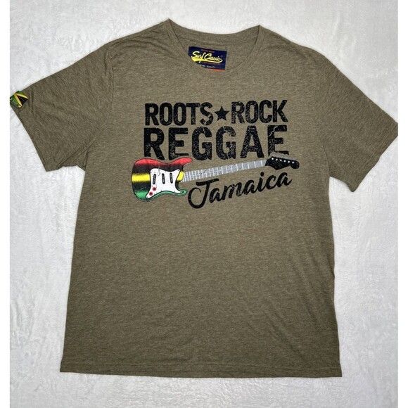Surf Classics Root Rock Reggae Jamaica Adults XL Khaki - Picture 1 of 8